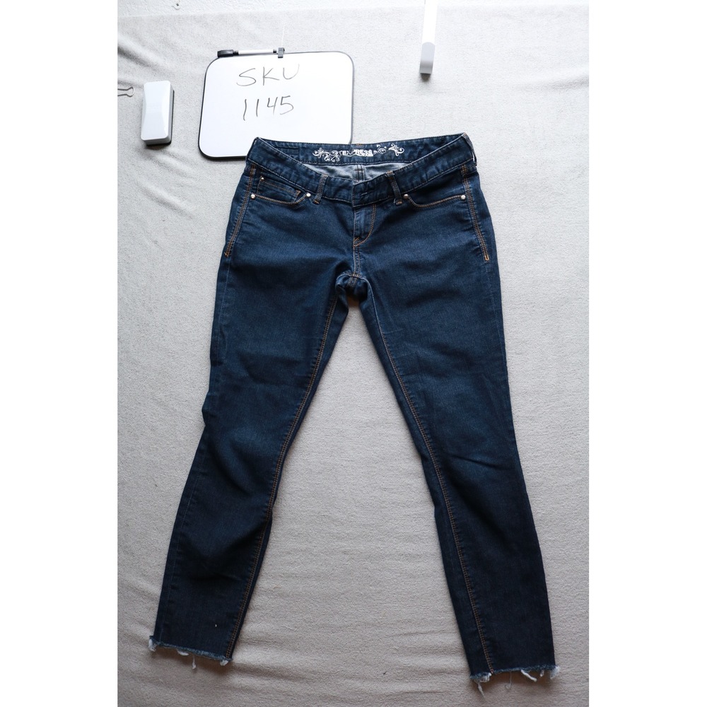Express Jeans Womens 4 Dark Wash Zelda Low Rise Skinny Denim Raw Hem SKU 1145